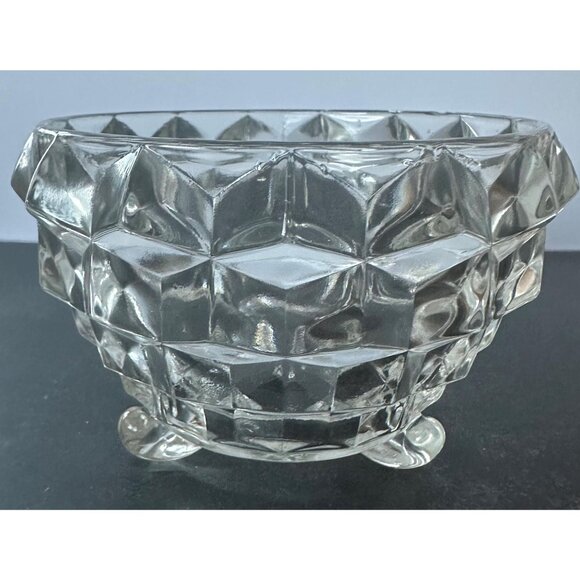 Vintage Fostoria American, Clear 3-Footed Open Sugar Bowl, Clear Glass, Elegantl - Picture 1 of 10